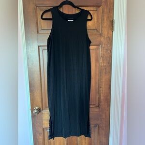 Athleta Black Seamless Laser Cut Midi Dress Travel casual minimalist summer